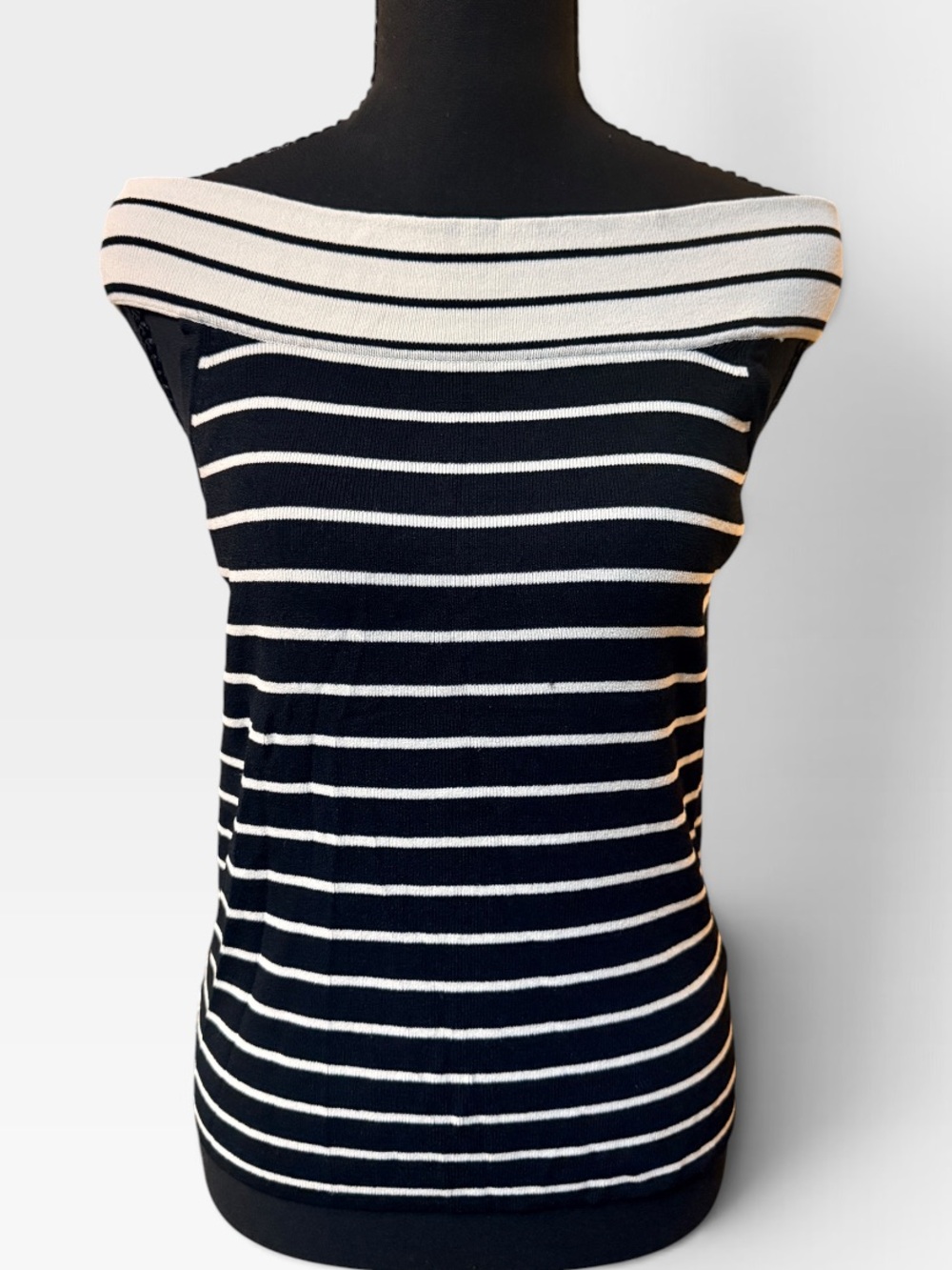 Striped Off-Shoulder Black and White Carducci Top Size S